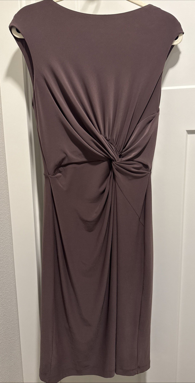 Lauren Ralph Brown Sheath Knot Stretch Sheath Midi Dress Size 10 - Classic
